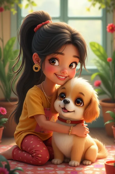 Riya had a cute dog named Bablu.