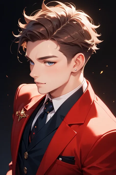 Brunette Boy in Red Suit 