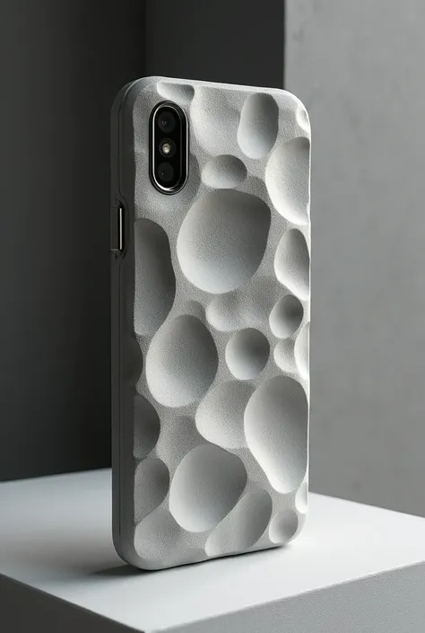 make me a clothing brand case ,which is made of stone, the stone looks like it is of a moon rock, make the case very luxury