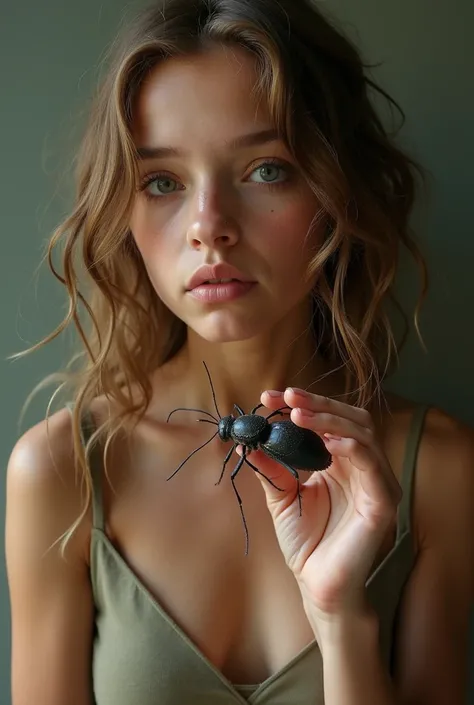 Girls give insects to suck their nipples