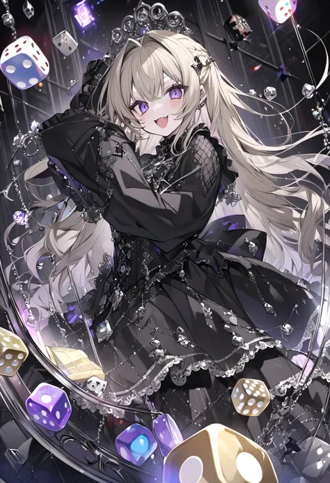 Witch of Doom 、Blonde、 Gothic Lolita 、Black Robe、 has dice、Silver decoration、casino、Looks like a lot of fun