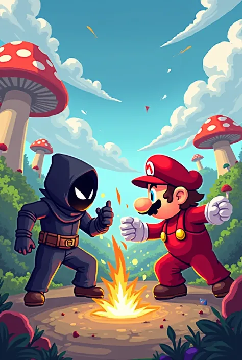 Mario Bros and Noob Saibot fighting