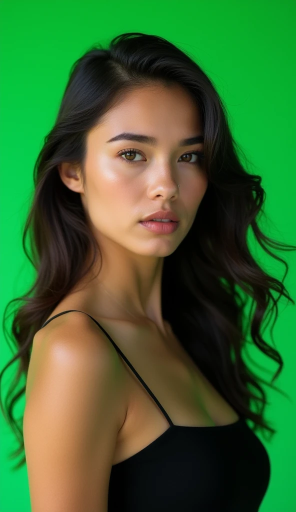 woman portrait with green screen