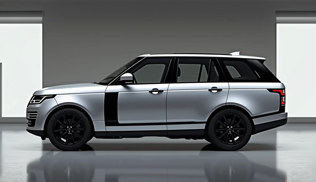 Generate a high-resolution image of the 2025 Range Rover:

Image Requirements
- Model: 2025 Range Rover
- Color: Silver
- Setting: Perfect indoor studio
- view: back diggi open view 
- Resolution: 4K or higher
- Lighting: Realistic
- Shadows: Realistic 