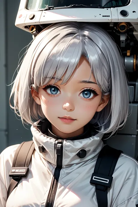 廊下に立っている長い髪と白いコートを着た anime girl, Girls Frontlineスタイル,  I began to feel  ,  Arknights,  portrait anime astronaut girl , かわいい anime girl,  cute girl anime visual, Silver Haired Girl,  anime girl, Anime Mecha Aesthetics , Anime aesthetics, beautiful anime por...