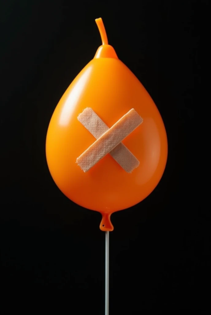  create a image with the following details :

    Central Element:  An orange droplet-shaped balloon ,  metaphorically symbolizing a bladder or prostate . In the center of the balloon ,  add a bandage in the shape of  "x" on the bag,  suggesting relief or ...