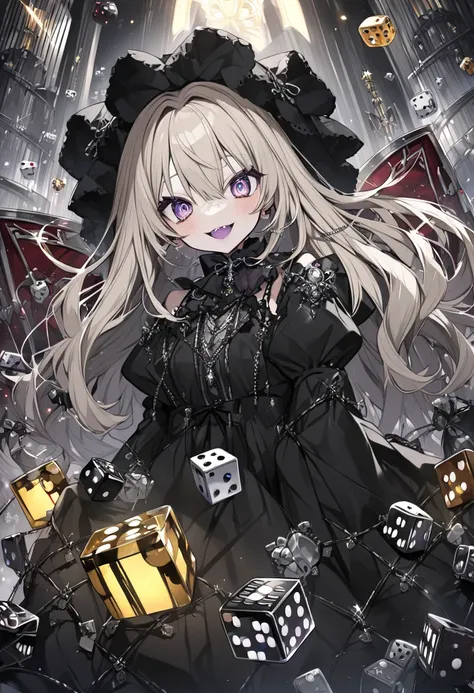 Witch of Doom 、Blonde、 Gothic Lolita 、Black Robe、 has dice、Silver decoration、casino、Looks like a lot of fun