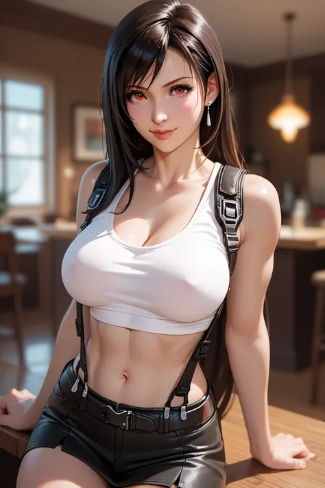 Tifa is snowboarding