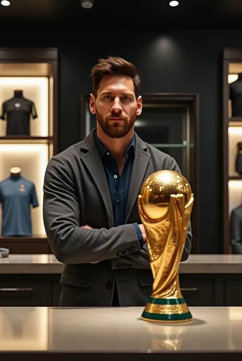 Messi selling a world cup trophy on his store