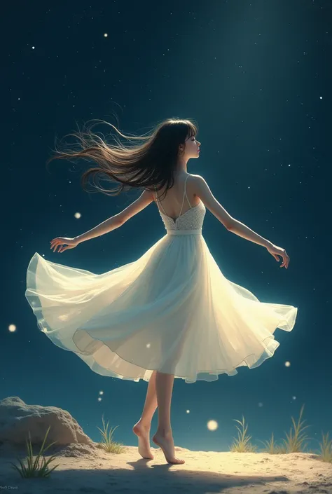 A girl dancing in the night 