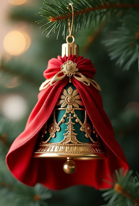  Christmas Tree Ornament The bell is beautiful on which, the red cloak is painted , 8 k,  masterpiece fails,  maximum quality ,  complicated details,  better quality , 