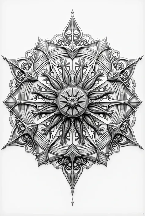 mandala coloring, geometric design, high detail, no color