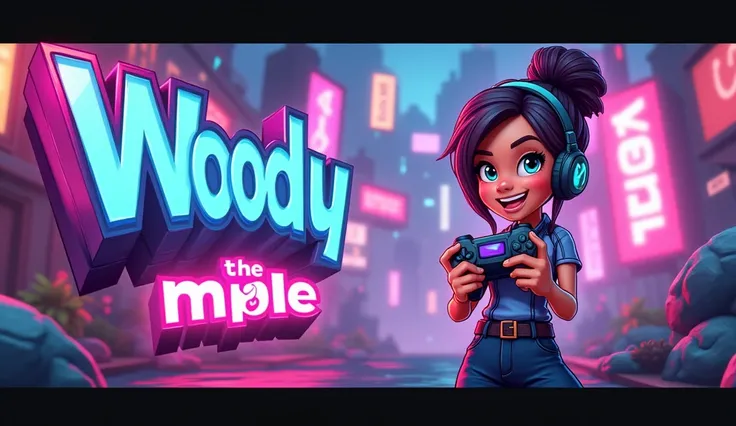 
Make a thumbnail for Woodys gaming channel a female youtuber, consider the following elements:

1. Color Scheme

Vibrant Colors: Use bright and contrasting colors to grab attention. Colors like neon green, electric blue, or bright pink can be effective.

...