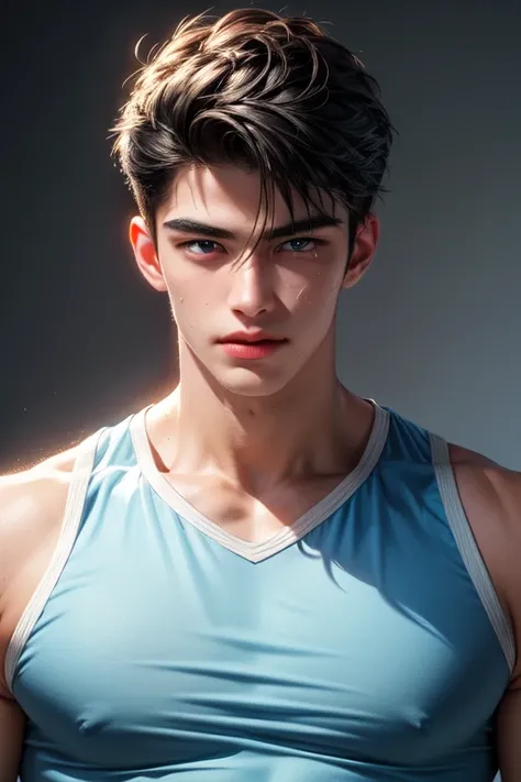 ((High quality)), ((masterpiece)), ((highly detailed)), perfect face, realistic, ((man)), ((Asian)), full body, young, 20 years old, black hair, comma hair style, ((handsome)), detailed eyes, beautiful detailed nose, realistic body, realistic light, comfor...