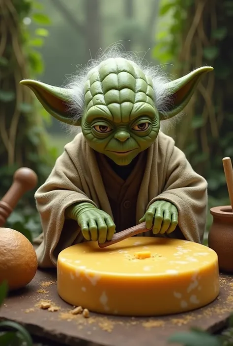 Yoda making cheese 