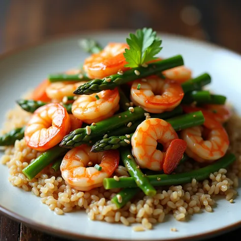 Shrimp and Asparagus Stir-Fry with Brown Rice