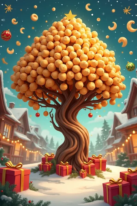 I want to create a Christmas poster, but a Christmas tree should be represented by a cashewnut tree