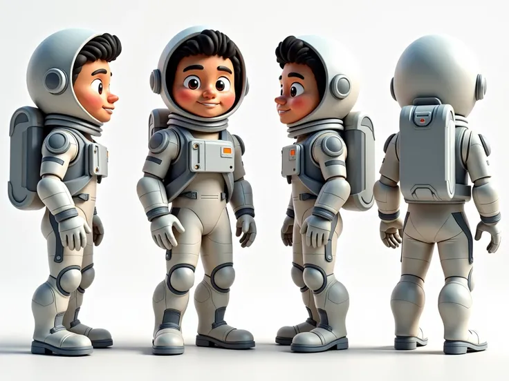  male astronaut ，3D style coat ， cartoon style face ， requires four angles，2049，clean background。tf2，tf2，3DCoat H 8