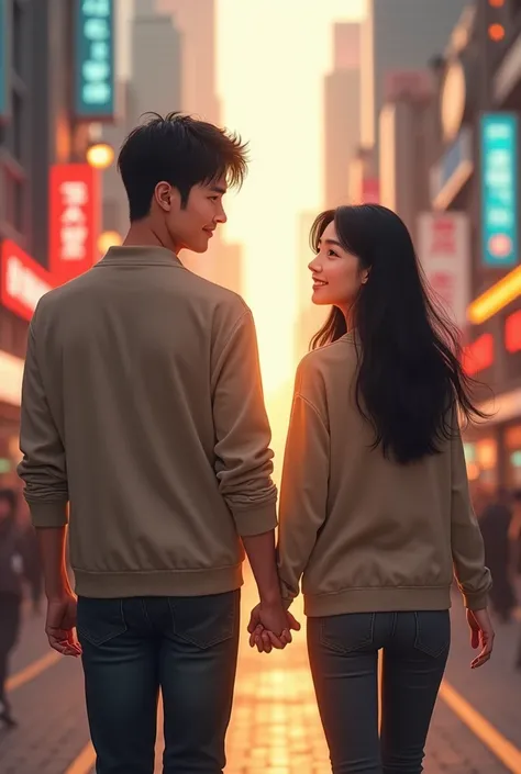 25 year old Korean girl and boy holding hand