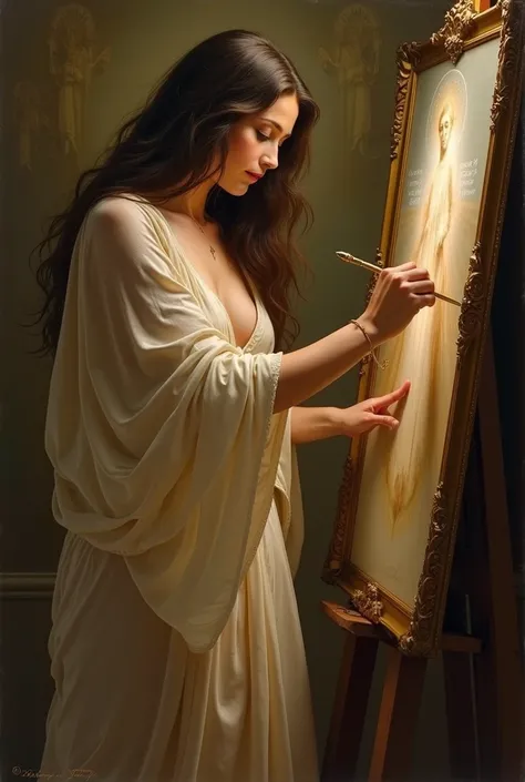 Jesus Christ sexy woman painting a picture
