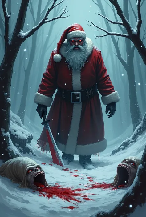 A santa close killing people at winter time 