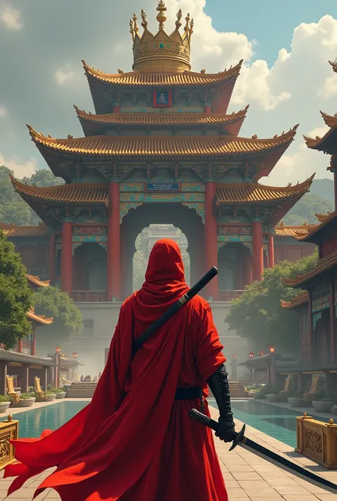 I want a red ninja with a black sword  .. a Persian king with a huge crown and a Chinese Burmese palace