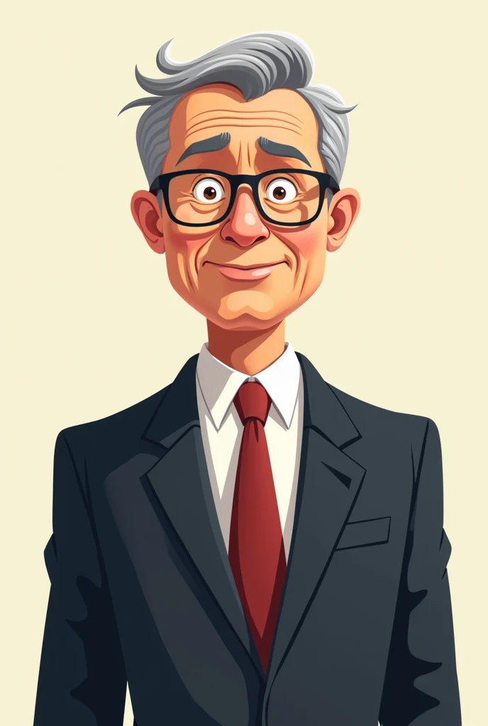 “A solid cartoon businessman with an aura of calm.”

Cartoon investor aged 60+, short gray hair, strict suit and tie, thin-rimmed glasses on his face. The expression of the face is thoughtful, without a broad smile, emphasized calmness and confidence. The ...