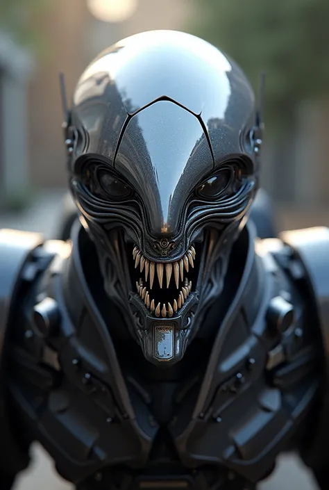 Generate realistic photo Alien Mask with Tesla cyber truck