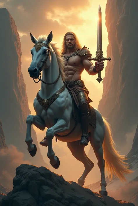 The head of the capricorn himself, the centaur, holds the eternal holy sword 