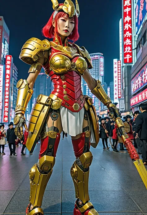 Super Samurai Santa Claus  of GOD zombie woman Cyborg in neo tokyo, Near Future, gold Omnibus, full body AI Latest Technology, Hope for the Future, K Latest Technology, Amazing, Cool, A Mass of Hope ((Masterpiece, Best Quality, 8K))