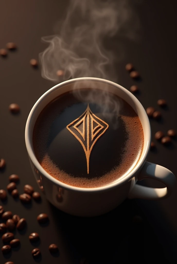 Logo on black mocha coffee