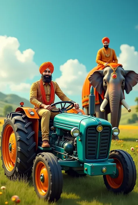 Diljit dosanjh tractor te baitha te tractor chalaa reha howe te AP dhillion elephant te baitha dekh reha howe 