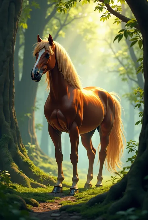 Cheval dans forêt 