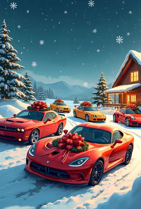 A christmas wishing poster with cars