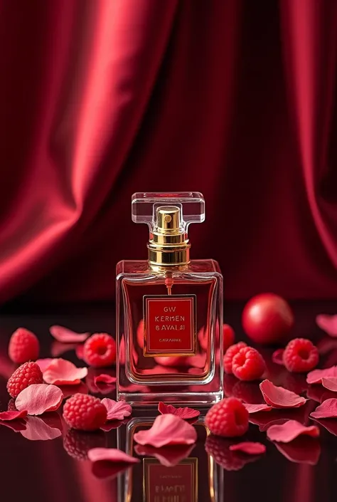  photo Perfume Name Varianya  " FLORAL FRUITY SCANDAL "  base design  "GV.  Scandalous "  the ornament corresponds to the variant name and base note .  The scale of realistic photos
with main Color :
 Main Color Palette : 
1.main color :
 Red Scarlet  (# C...