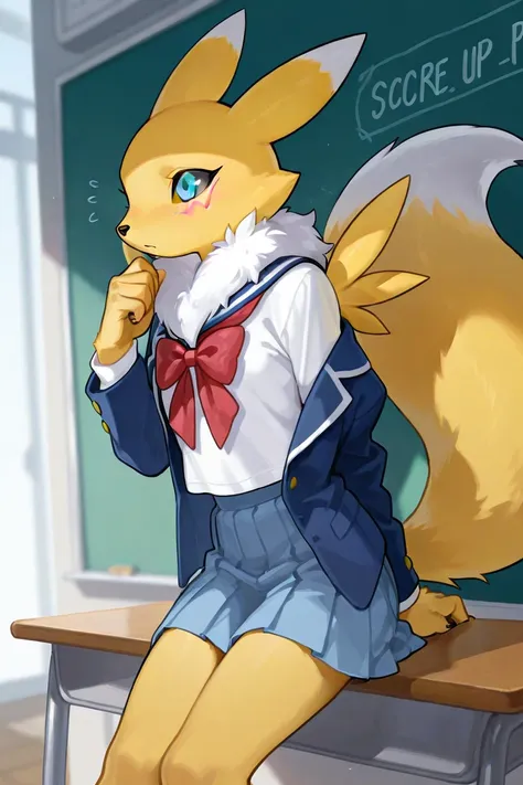 Renamon de Digimon with school uniform