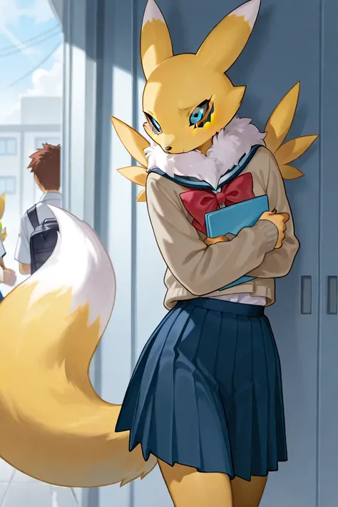 Renamon de Digimon with school uniform