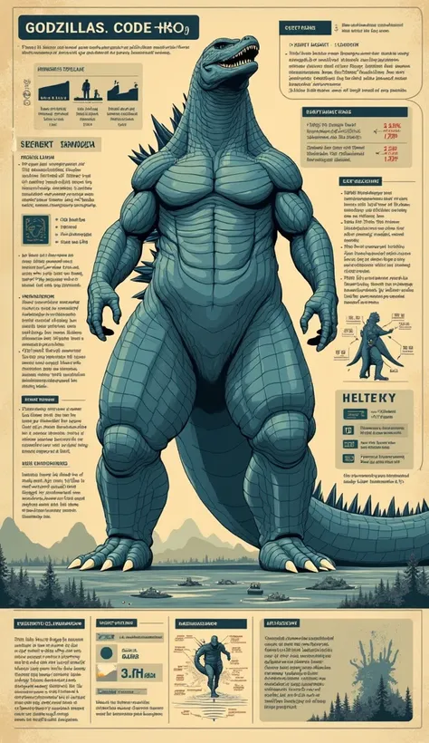 Discussion materials on Godzilla、graph、Simple Illustrated 、Report format 、Top Confidential Material 