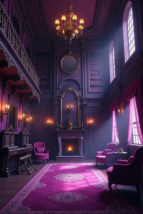 Interior of an old mansion with purple base