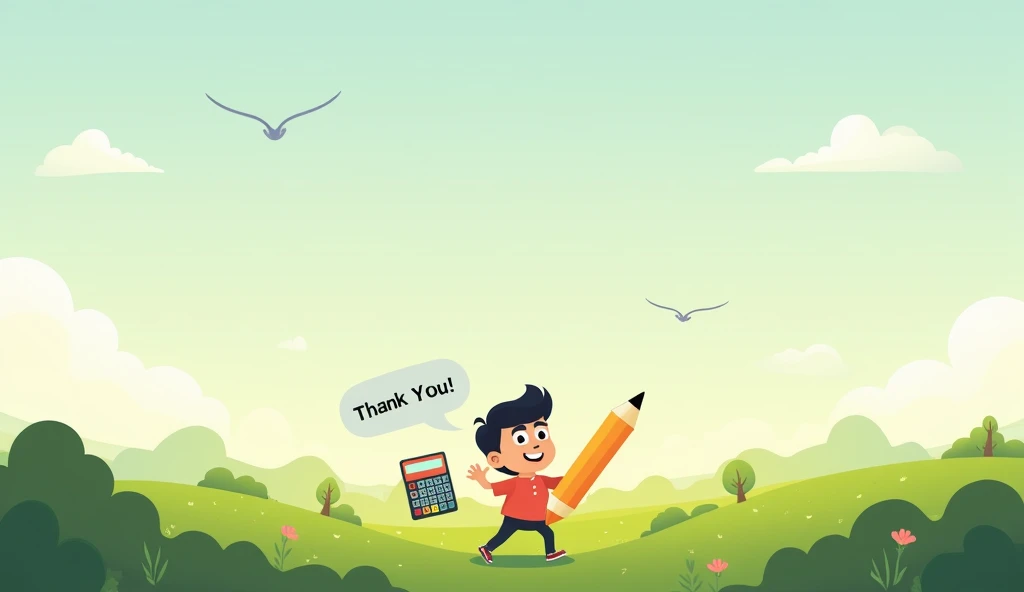 back ground 
a field land of framer
#### 2. **Central Cartoon Graphic**  
- **Cartoon Character:** A cheerful graphic animation cartoon character (e.g., a smiling boy or girl) holding a giant pencil or waving, with a calculator floating nearby as a nod to ...