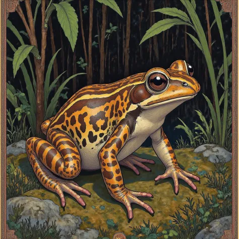 common painted frog with brown and tan color palette