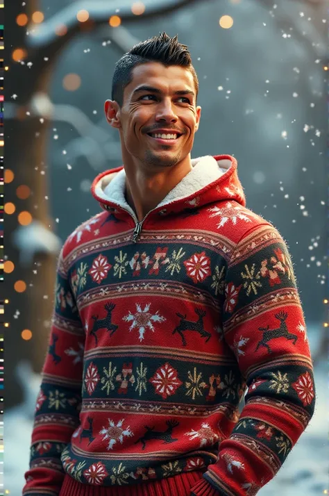 Cristiano Ronaldo in Christmas clothes
