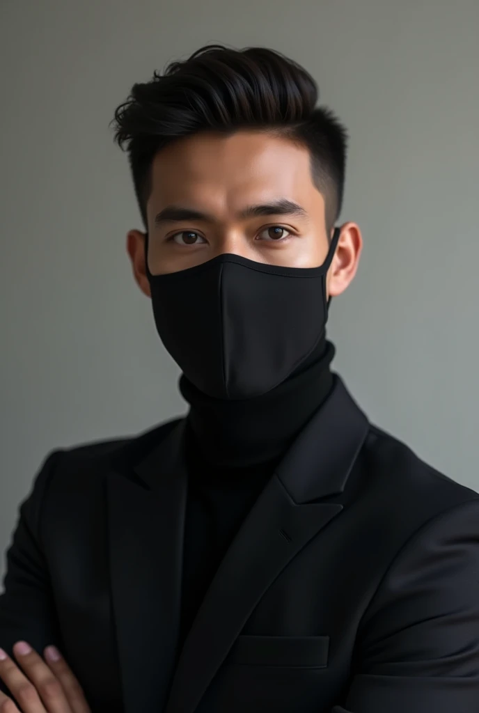 handsome dude in black covid mask