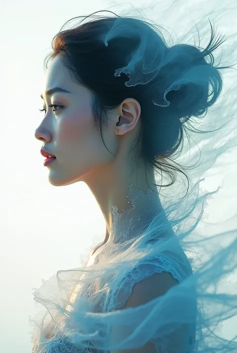 High quality,  8K Ultra HD , 여신의 실루엣과 해질녘 해안이 결합된 아름다운 double exposure,  coastline is used as the background of the goddess, and the ,  details are incorporated into the goddess . sharp lines, The background is solid , sharp focus, double exposure, By Yuki...