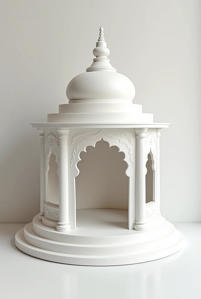 hindu wooden white round temple design moth for home. Front side opened, only top roof but without bhim support 