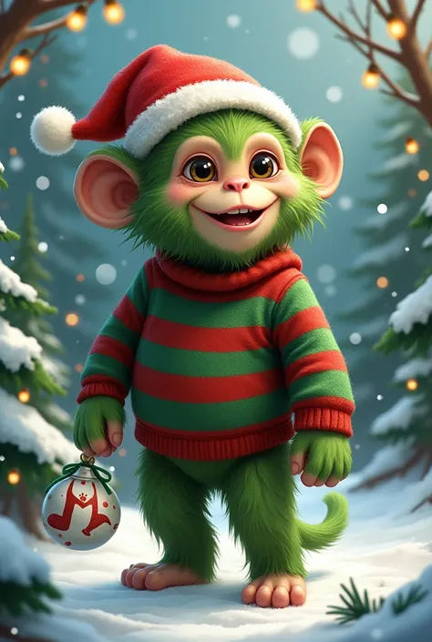 Green primate man Christmas