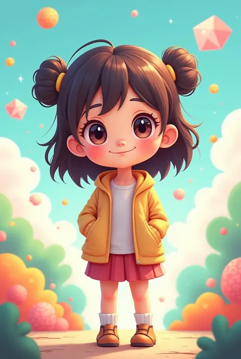 A cartoon intelligent cute girl  full body