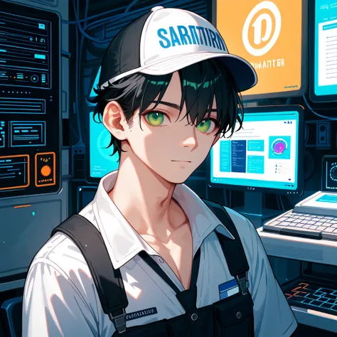 score_9, score_8_ up, score_7_ up,((8k)),source_anime,1boy,university student,(((Alone))),  Stable ,Brite,Hard worker ,Ideal, black hair short,Dark sea blue inner color, mint green eyes,#375752,#5A9E8F,#D1E8E2 