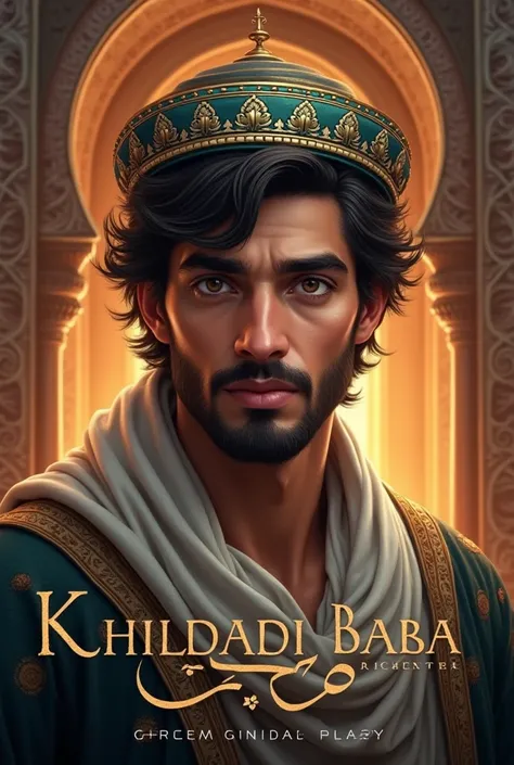 generate a logo for my animal channel that is related to history, moral story and the channel name is "khiladi Baba", realistic, 4k, wih an Arabic young man in picture 