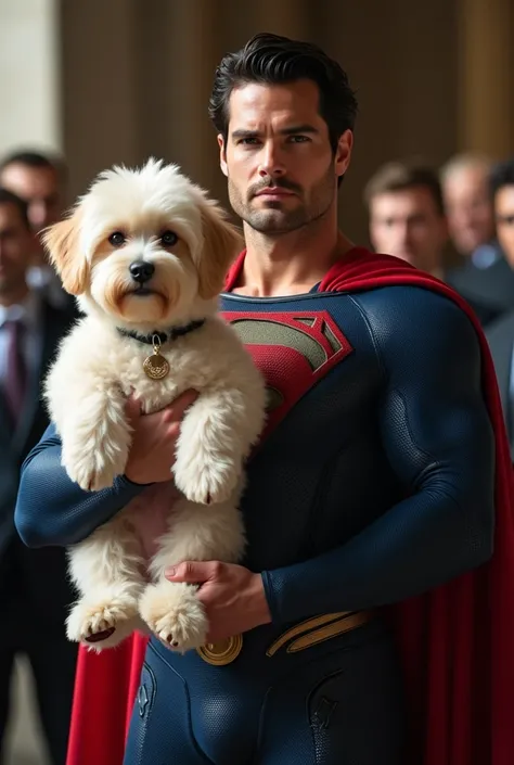 Henry Cavill holds a Spitz as Superman